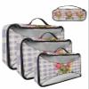 4 Set Packing Cubes - Spring Watercolor Tulip Checkered Purple Packing Cubes for Carry on Suitcase Lightweight Travel Essential Bag for Clothes Shoes Cosmetics Toiletry view 1