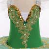 AFAVOM Ballerina Swan Lake Costume for Girls Camisole Skirted Leotard Ballet Dance Outfit with Hair Clip Armbands Sparkle Embroidery Hard Platter Tutu Performance Dancewear Dress Green 11-12 Years view 2
