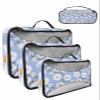 4 Set Packing Cubes - Watercolor Hand Painted Chrysanthemum Texture Blue Packing Cubes for Carry on Suitcase Lightweight Travel Essential Bag for Clothes Shoes Cosmetics Toiletry view 1