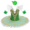 AFAVOM Ballerina Swan Lake Costume for Girls Camisole Skirted Leotard Ballet Dance Outfit with Hair Clip Armbands Sparkle Embroidery Hard Platter Tutu Performance Dancewear Dress Green 15-16 Years view 1