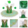 AFAVOM Ballerina Swan Lake Costume for Girls Camisole Skirted Leotard Ballet Dance Outfit with Hair Clip Armbands Sparkle Embroidery Hard Platter Tutu Performance Dancewear Dress Green 15-16 Years view 4
