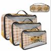 4 Set Packing Cubes - Spring Sunflower Checkered Plaid Brown Packing Cubes for Carry on Suitcase Lightweight Travel Essential Bag for Clothes Shoes Cosmetics Toiletry view 1