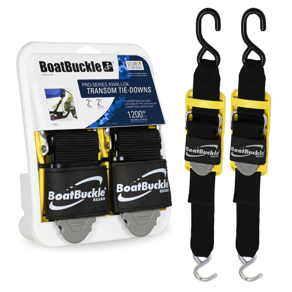BoatBuckle Pro Series Kwik-Lok Transom Tie-Down, (Pack of 2) - 2-Inch x 2-Feet