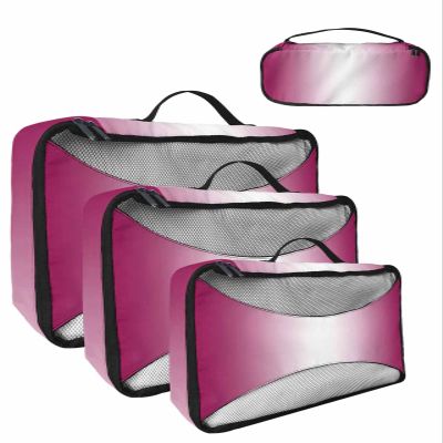4 Set Packing Cubes - Minimalistic Gradient White Rose Red Packing Cubes for Carry on Suitcase Lightweight Travel Essential Bag for Clothes Shoes Cosmetics Toiletry