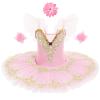 AFAVOM Hard Platter Swan Lake Ballerina Costume for Girls Camisole Skirted Leotard Ballet Dance Outfit with Hair Clip Armbands 3PCS Sequin Embroidery Lace Tutu Performance Dancewear Pink 3-4 Years view 1