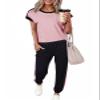 Dokotoo Womens Pajama Sets Summer Outfits Colorblock Short Sleeve Jogger Workout Sets Sweatsuits Loungewear Tracksuits Fall Fashion Clothing 2025 view 1