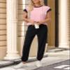 Dokotoo Womens Pajama Sets Summer Outfits Colorblock Short Sleeve Jogger Workout Sets Sweatsuits Loungewear Tracksuits Fall Fashion Clothing 2025 view 4