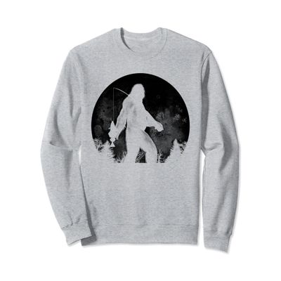Bigfoot Fishing Funny Sasquatch Fish Yeti Squatch Fishermen Sweatshirt