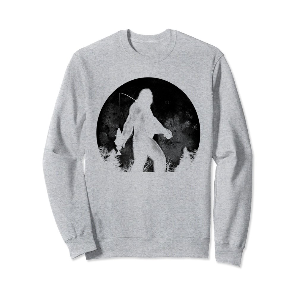 Bigfoot Fishing Funny Sasquatch Fish Yeti Squatch Fishermen Sweatshirt