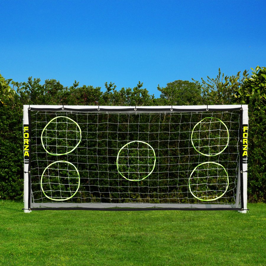 FORZA 8ft x 4ft Soccer Goal | Durable All Weather uPVC with Quick & Easy Assembly - Optional Target Sheet, Ball & Carry Bag - Perfect for Backyards and Clubs (Goal and Target Net)