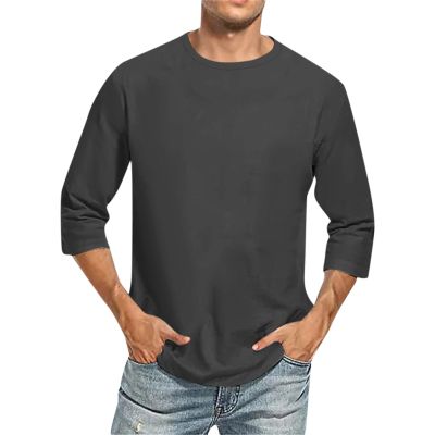 3/4 Sleeve Shirt Men Baseball Jersey Men Raglan Casual Big and Tall Active Workout Loose Fit Top Comfort Crewneck Shirts Solid Slim Fit Half Sleeve T Shirts