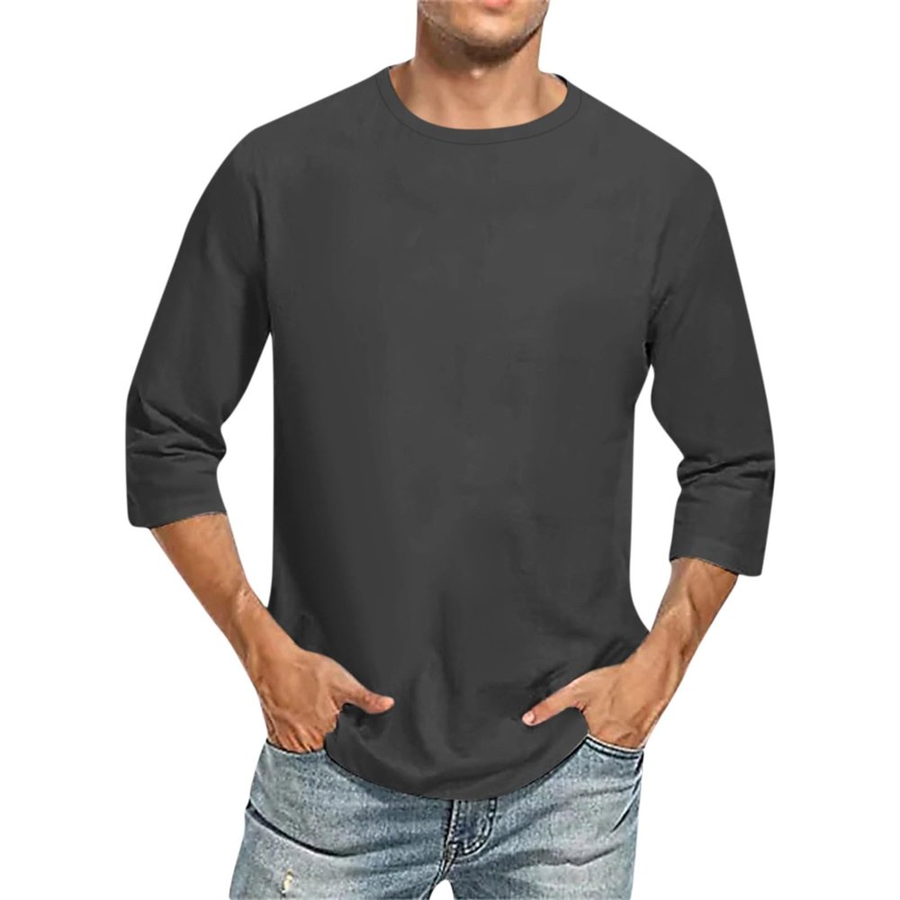 3/4 Sleeve Shirt Men Baseball Jersey Men Raglan Casual Big and Tall Active Workout Loose Fit Top Comfort Crewneck Shirts Solid Slim Fit Half Sleeve T Shirts