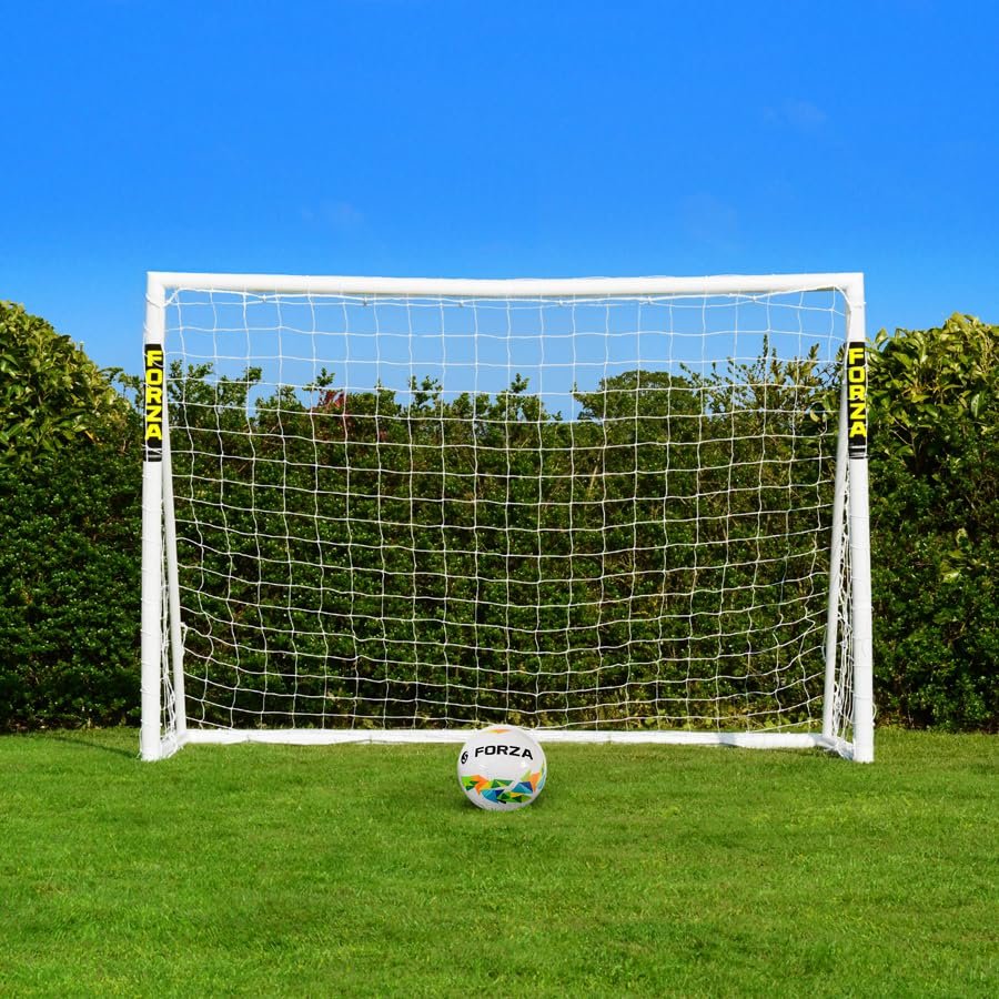 FORZA 10ft x 6.5ft Futsal Soccer Goal [3m x 2m] | Ultra-Durable & Weatherproof uPVC with Quick & Easy Assembly - Optional Ball, Target Sheet & Carry Bag (Goal and Ball)