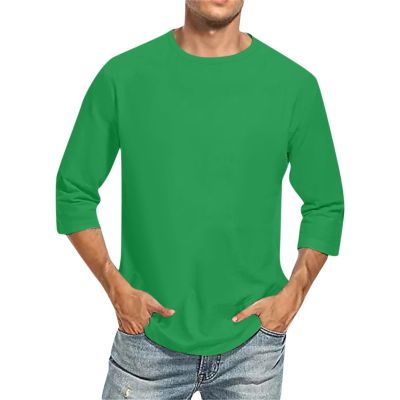 3/4 Sleeve Shirt Men Baseball Jersey Men Raglan Casual Big and Tall Active Workout Loose Fit Top Comfort Crewneck Shirts Solid Slim Fit Half Sleeve T Shirts