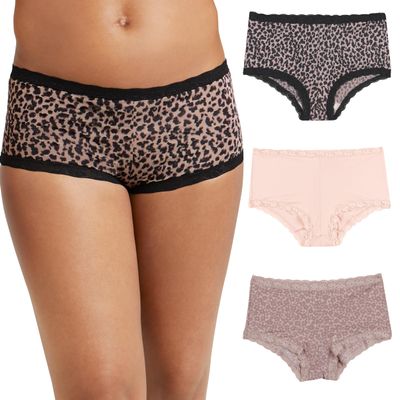 Maidenform Women's Underwear Boy Shorts Pack, 3-Pack, Microfiber Boy shorts Underwear Women Pack, Lace Panties for Women