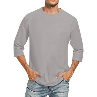 3/4 Sleeve Shirt Men Baseball Jersey Men Raglan Casual Big and Tall Active Workout Loose Fit Top Comfort Crewneck Shirts Solid Slim Fit Half Sleeve T Shirts