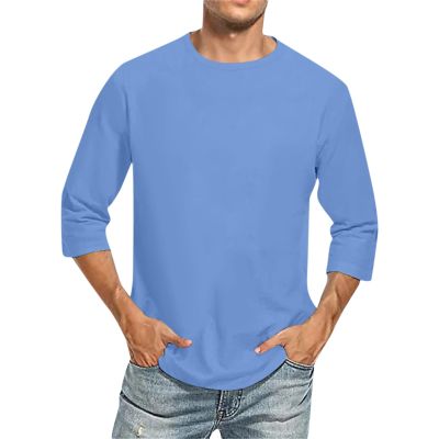 3/4 Sleeve Shirt Men Baseball Jersey Men Raglan Casual Big and Tall Active Workout Loose Fit Top Comfort Crewneck Shirts Solid Slim Fit Half Sleeve T Shirts