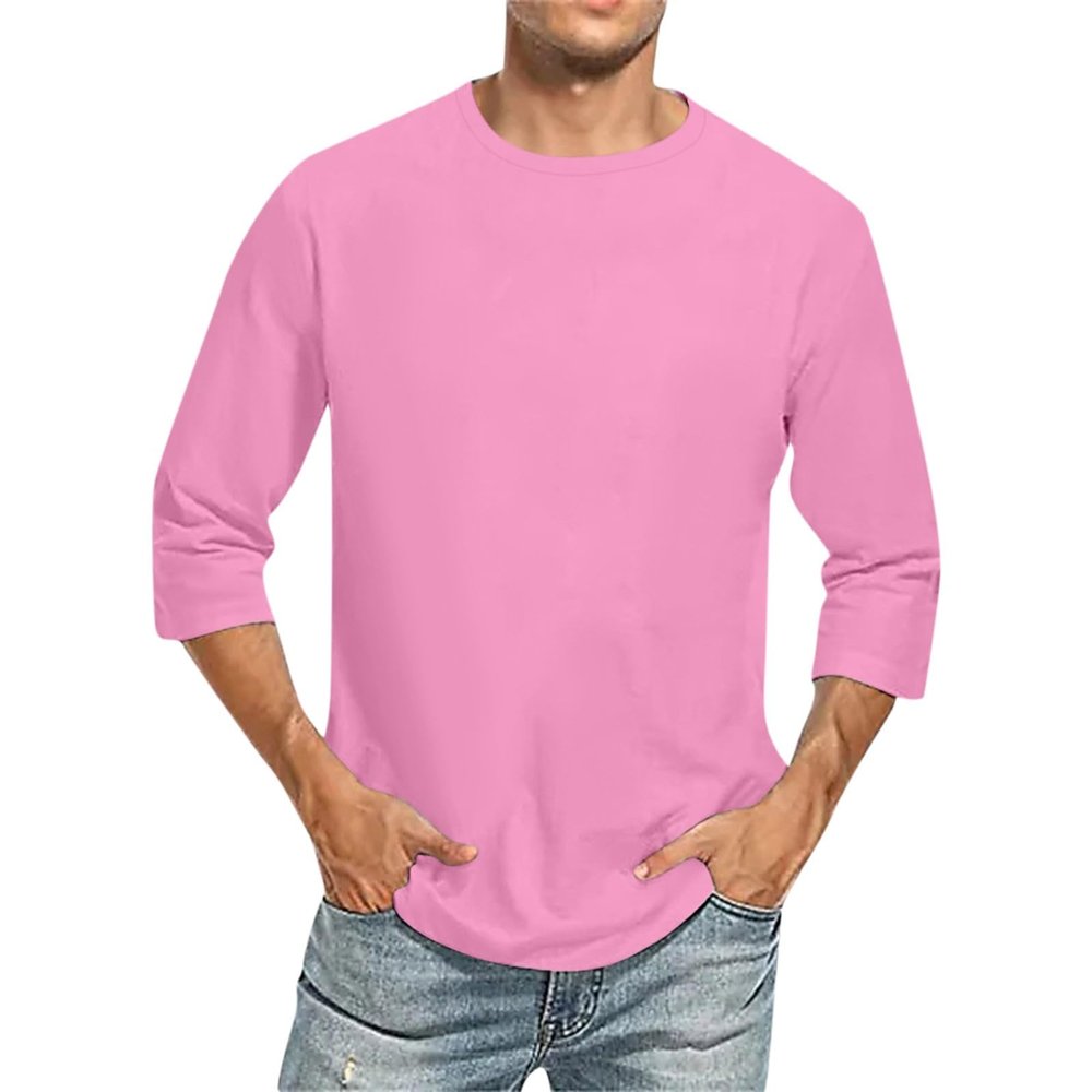 3/4 Sleeve Shirt Men Baseball Jersey Men Raglan Casual Big and Tall Active Workout Loose Fit Top Comfort Crewneck Shirts Solid Slim Fit Half Sleeve T Shirts