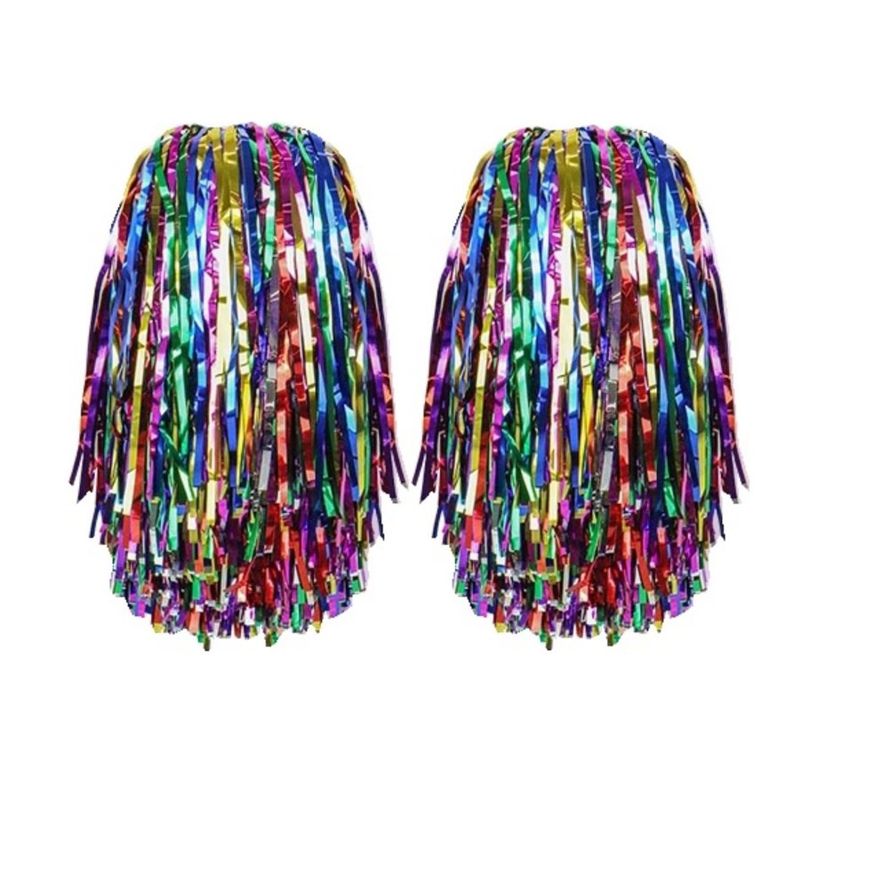 2Pcs Cheerleading Pom Poms - Pompoms Cheer for Boy Girl School Sports Dance Games Team Spirit Cheer Rainbow