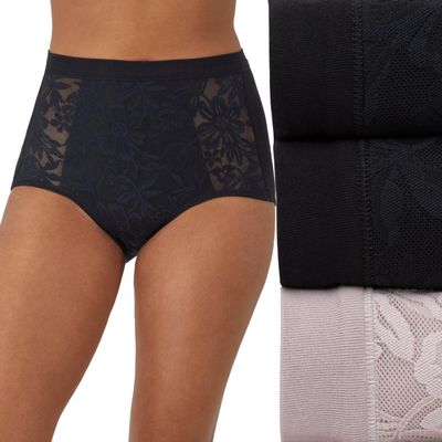 Bali Women's Breathe Underwear, High-Rise Briefs, Breathable Cotton Modal Lace Panties, 3-Pack