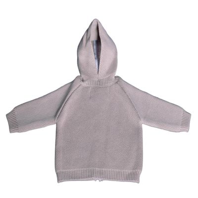 Rearview Basics Simple Sentiments Hooded Cotton Baby Sweater with Back Zipper Knitted Soft Easy On (US, Age, 6 Months, 9 Months, Tan)