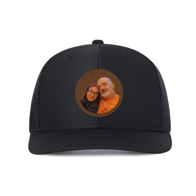 Generic Customized Leather Patch Truck Driver Men's and Women's Hat - Personalized Text and Photo UV Spray Printed Baseball Cap 47 Black