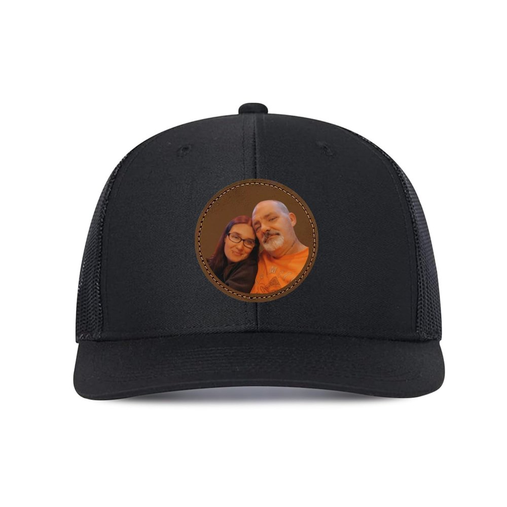 Generic Customized Leather Patch Truck Driver Men's and Women's Hat - Personalized Text and Photo UV Spray Printed Baseball Cap 47 Black