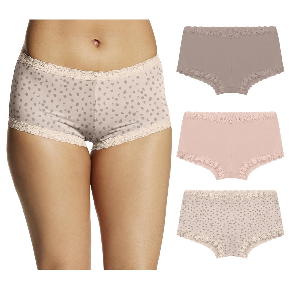 Maidenform Women's Underwear Boy Shorts Pack, 3-Pack, Microfiber Boy shorts Underwear Women Pack, Lace Panties for Women