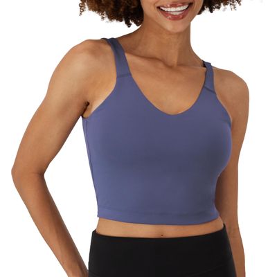 Hanes Women's Moves Crop Bralette, V-Neck Cropped Pullover, Built-in Shelf Bra, Odor Control