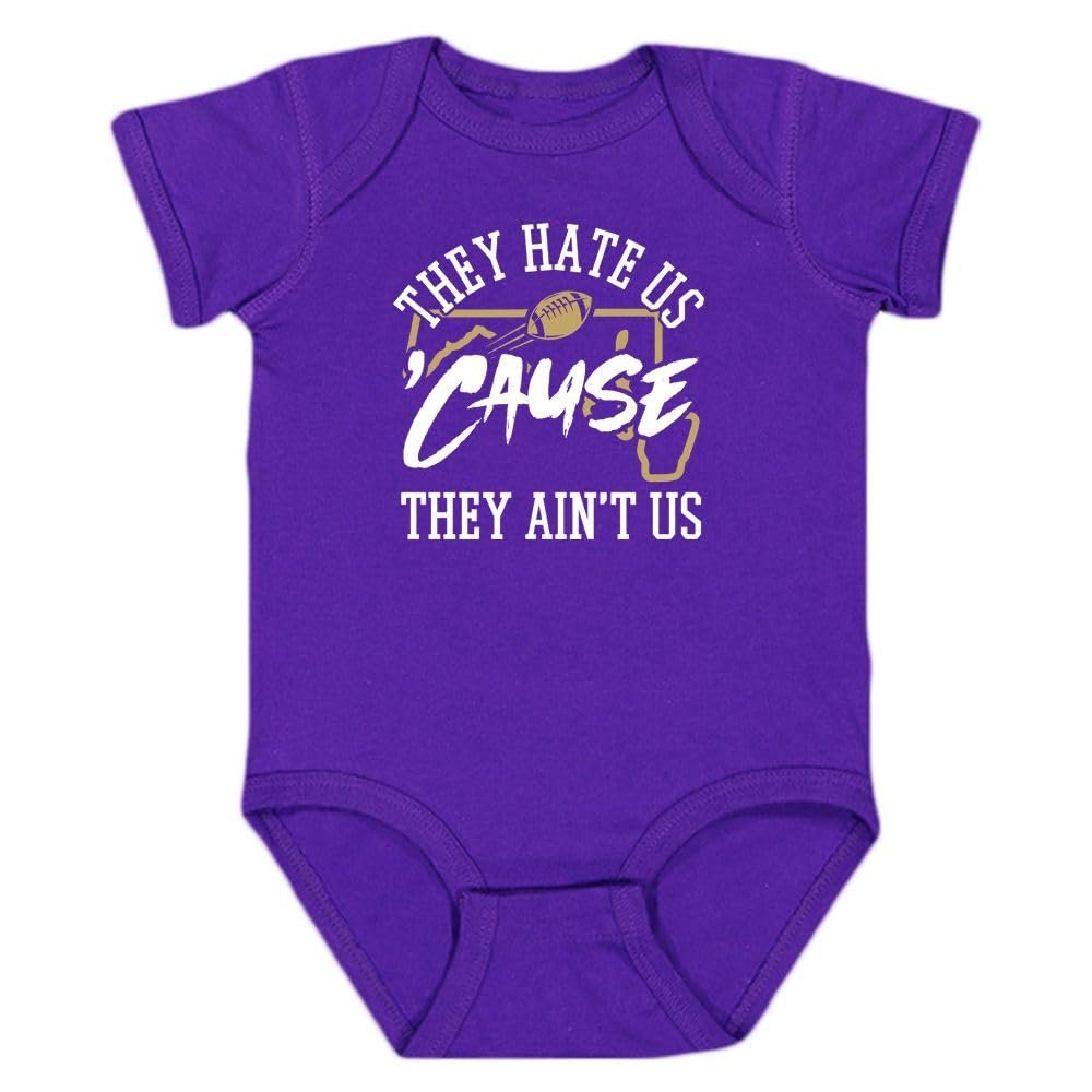 Baltimore - They Hate Us 'Cause They Ain't Us Kid's Onesie for Football Fans (Purple, 6M)
