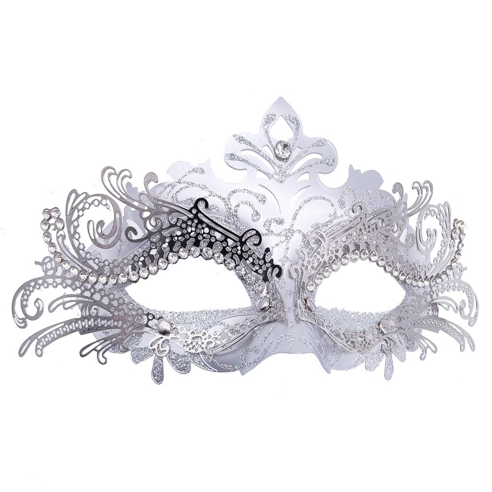 Geek-M Women/Men Masquerade Metal Masks Venetian Halloween Costume Mask Mardi Gras Mask (Sliver C1)