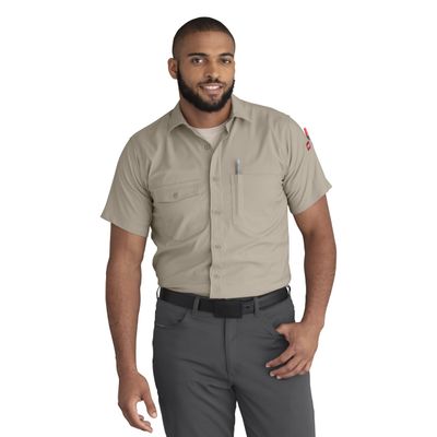 Red Kap Men's Cooling Short Sleeve Work Shirt, Sand, Large Tall