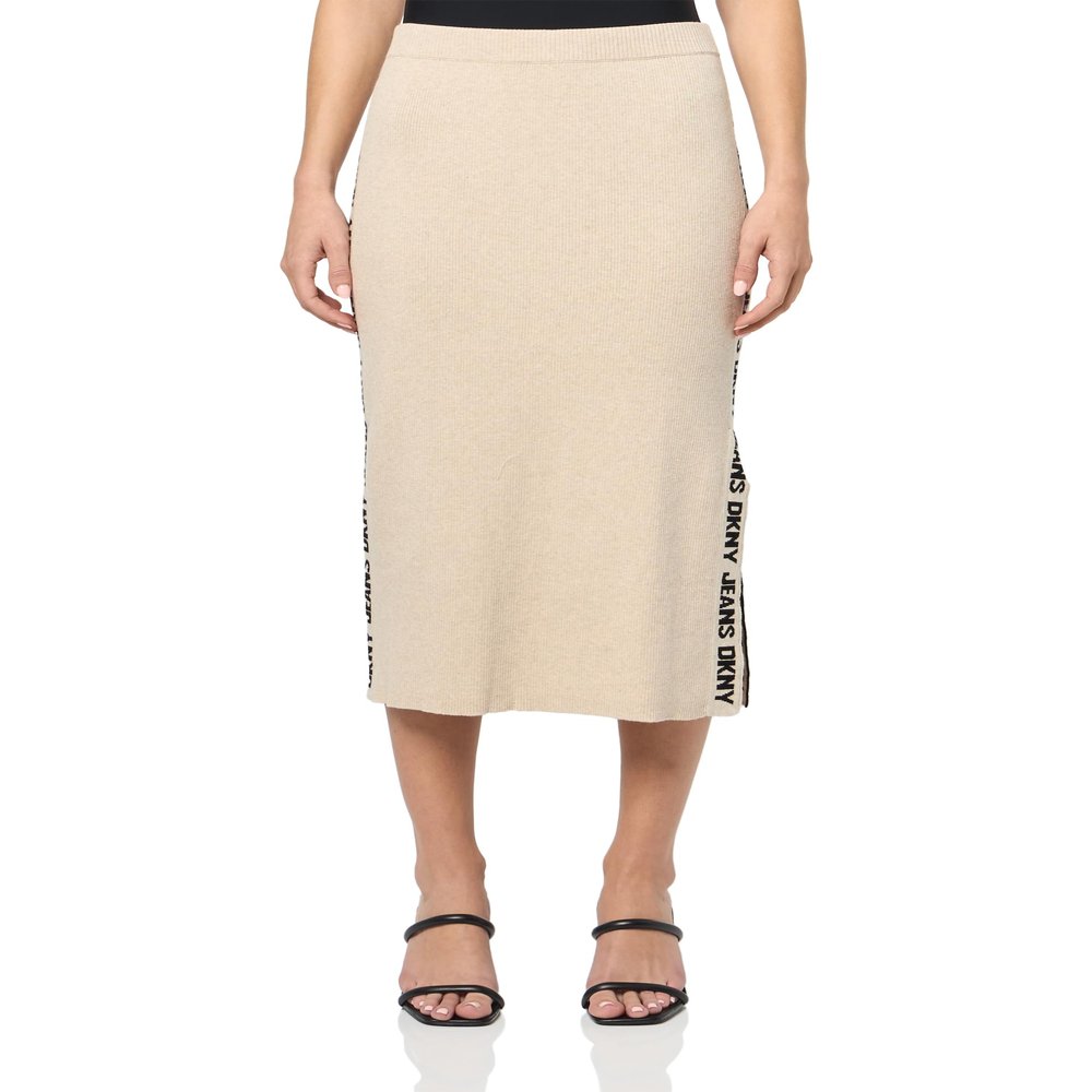 DKNY Women's Jeans Skirt,Sandalwood Heather/Black,Small