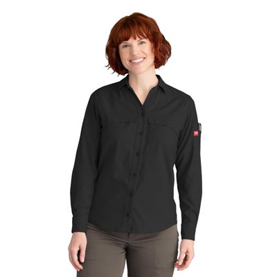 Red Kap Women's Cooling Long Sleeve Work Shirt, Black, 3X-Large