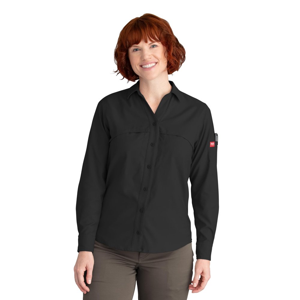 Red Kap Women's Cooling Long Sleeve Work Shirt, Black, 3X-Large