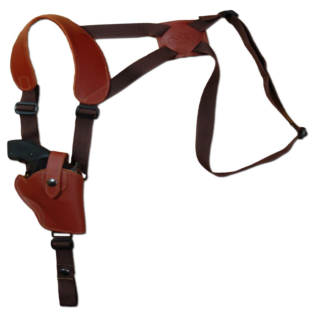 Barsony Burgundy Leather Vertical Cross Harness Shoulder Holster for Taurus 606 Left