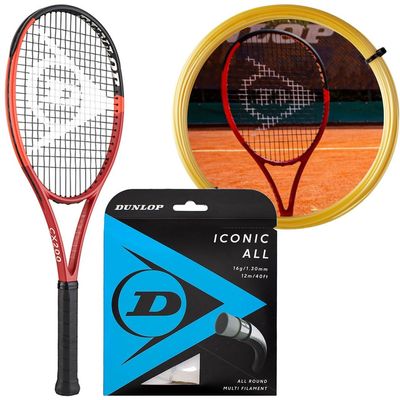 Dunlop CX 200 Tennis Racquet (3rd Gen) (4 3/8" Grip) Strung w Dunlop Iconic All 16g Natural Color Tennis String at Mid Range Tension