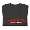 2024 2025 Sports Car C8 Z06 Torch Red Silhouette 8th Generation Vette Drivers Custom t-Shirt view 4
