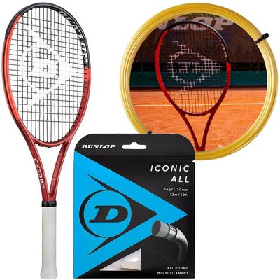 Dunlop CX 200 OS Tennis Racquet (3rd Gen) (4 3/8" Grip) Strung w Dunlop Iconic All 16g Natural Color Tennis String at Mid Range Tension