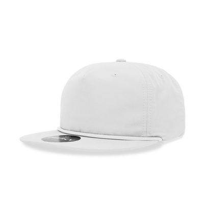 5 Panel High Profile Relaxed Cotton Blend Rope Hat, White