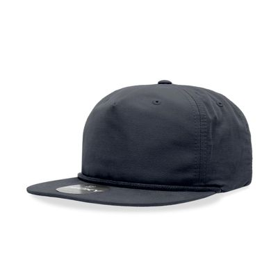 5 Panel High Profile Relaxed Cotton Blend Rope Hat, Navy
