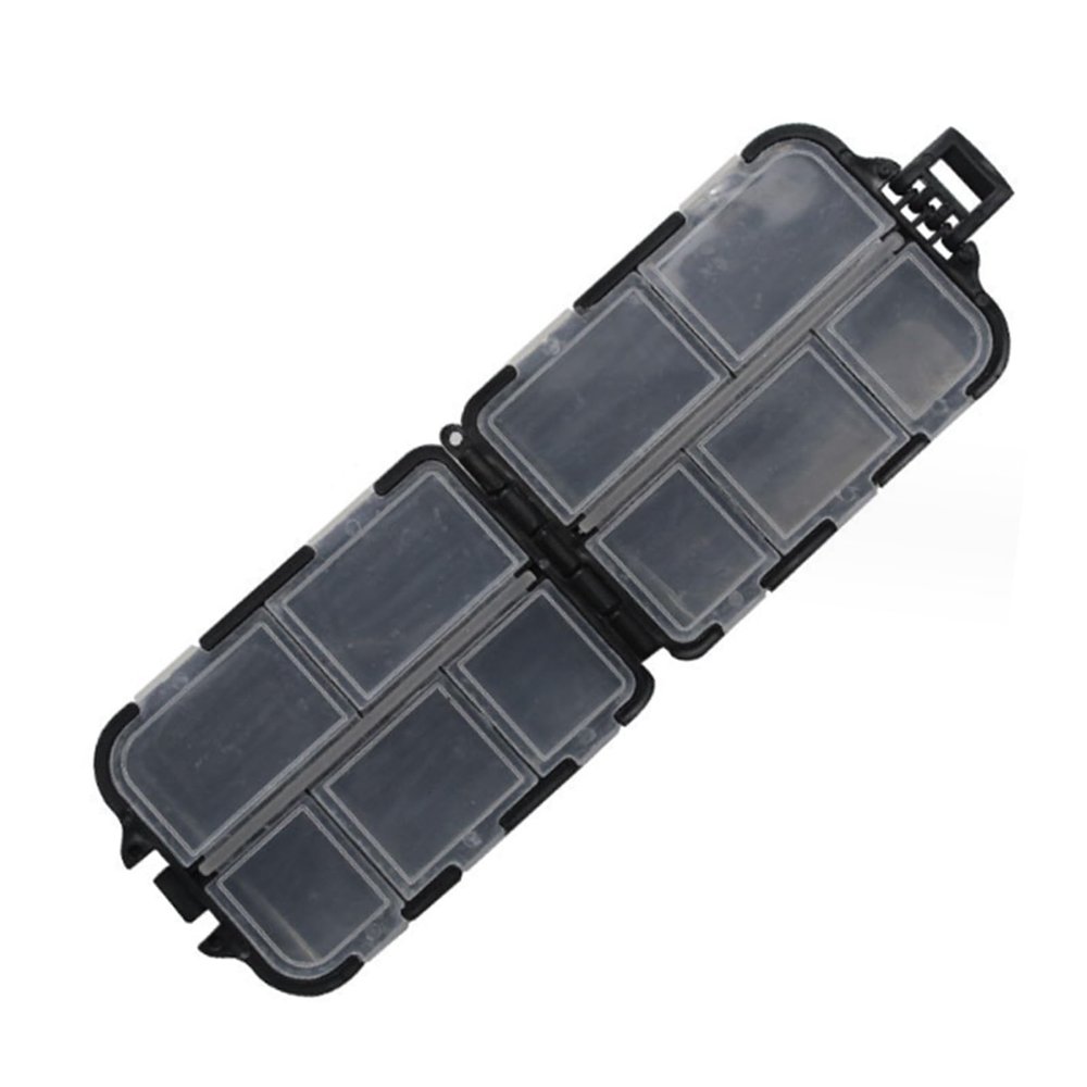 GRABLOOM 10 Grids Fishing Tackle Boxes Waterproof Seal Fishing Tackle Storage Box Baits Storage Case with Compartments Structure Compartment Box, Black