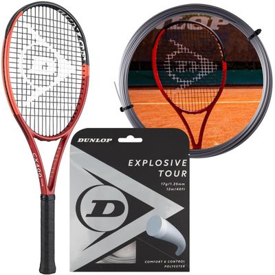 Dunlop CX 400 Tennis Racquet (3rd Gen) (4 1/4" Grip) Strung w Dunlop Explosive Tour 17g Silver Tennis String at Mid Range Tension