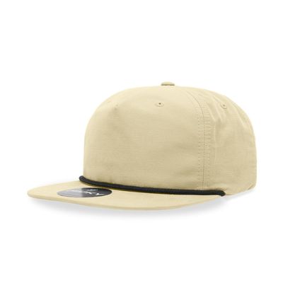 5 Panel High Profile Relaxed Cotton Blend Rope Hat, Birch/Black