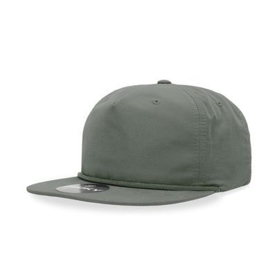 5 Panel High Profile Relaxed Cotton Blend Rope Hat, Loden
