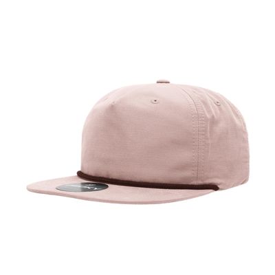 5 Panel High Profile Relaxed Cotton Blend Rope Hat, Peach/Maroon