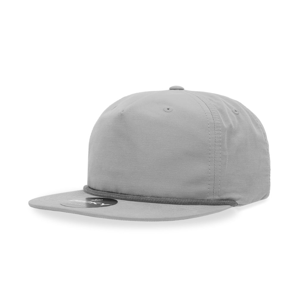 5 Panel High Profile Relaxed Cotton Blend Rope Hat, Grey/Charcoal