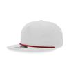 5 Panel High Profile Relaxed Cotton Blend Rope Hat, White/Red view 1
