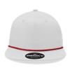 5 Panel High Profile Relaxed Cotton Blend Rope Hat, White/Red view 2