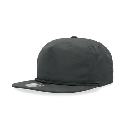 5 Panel High Profile Relaxed Cotton Blend Rope Hat, Charcoal